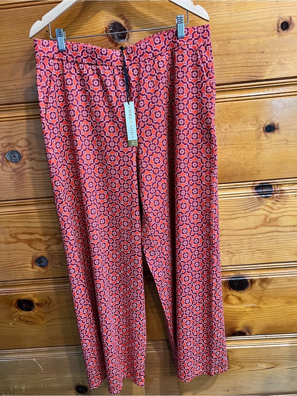 AmberNoon II NWT Wide Leg Pants Orange Geometric L Sun Protection UPF 30 Beach